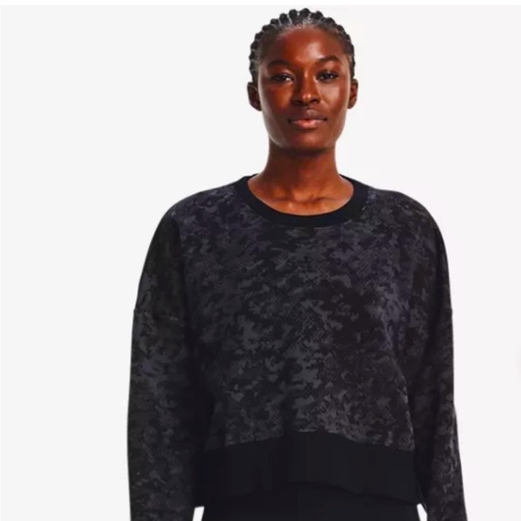 Under Armour Women’s Rival Fleece Camo Crew XL Loose Fit Black/Gray - Picture 1 of 12